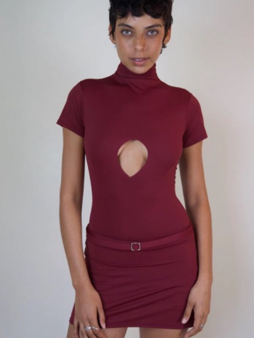 Burgundy Heart Cutout Mini Dress