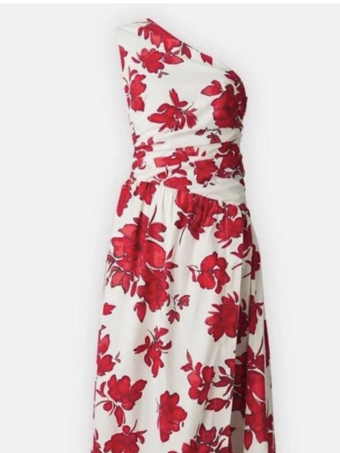 Red Floral One-Shoulder Maxi Dress