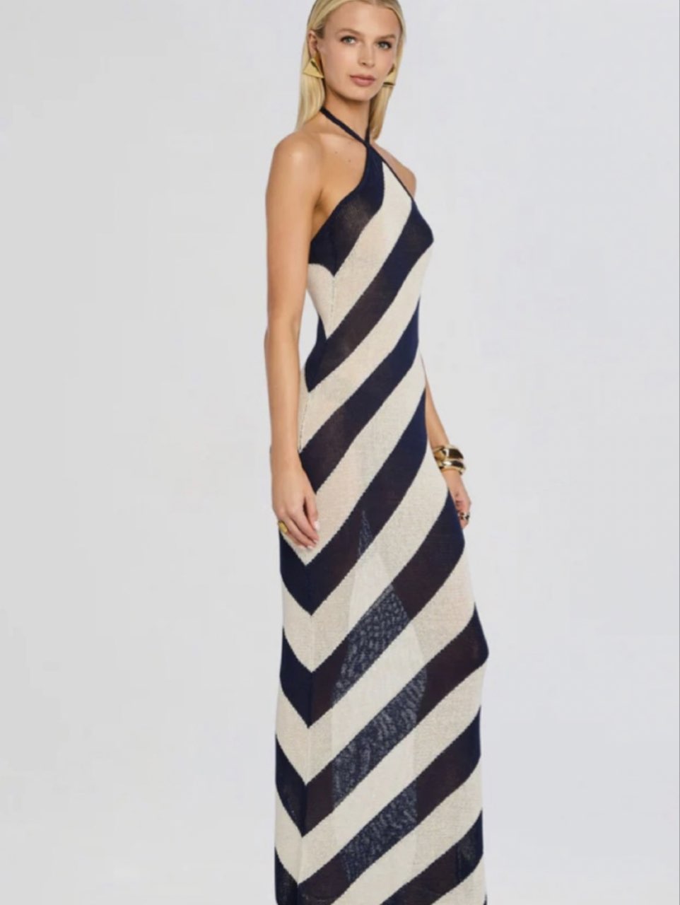 Striped Halter Maxi Dress