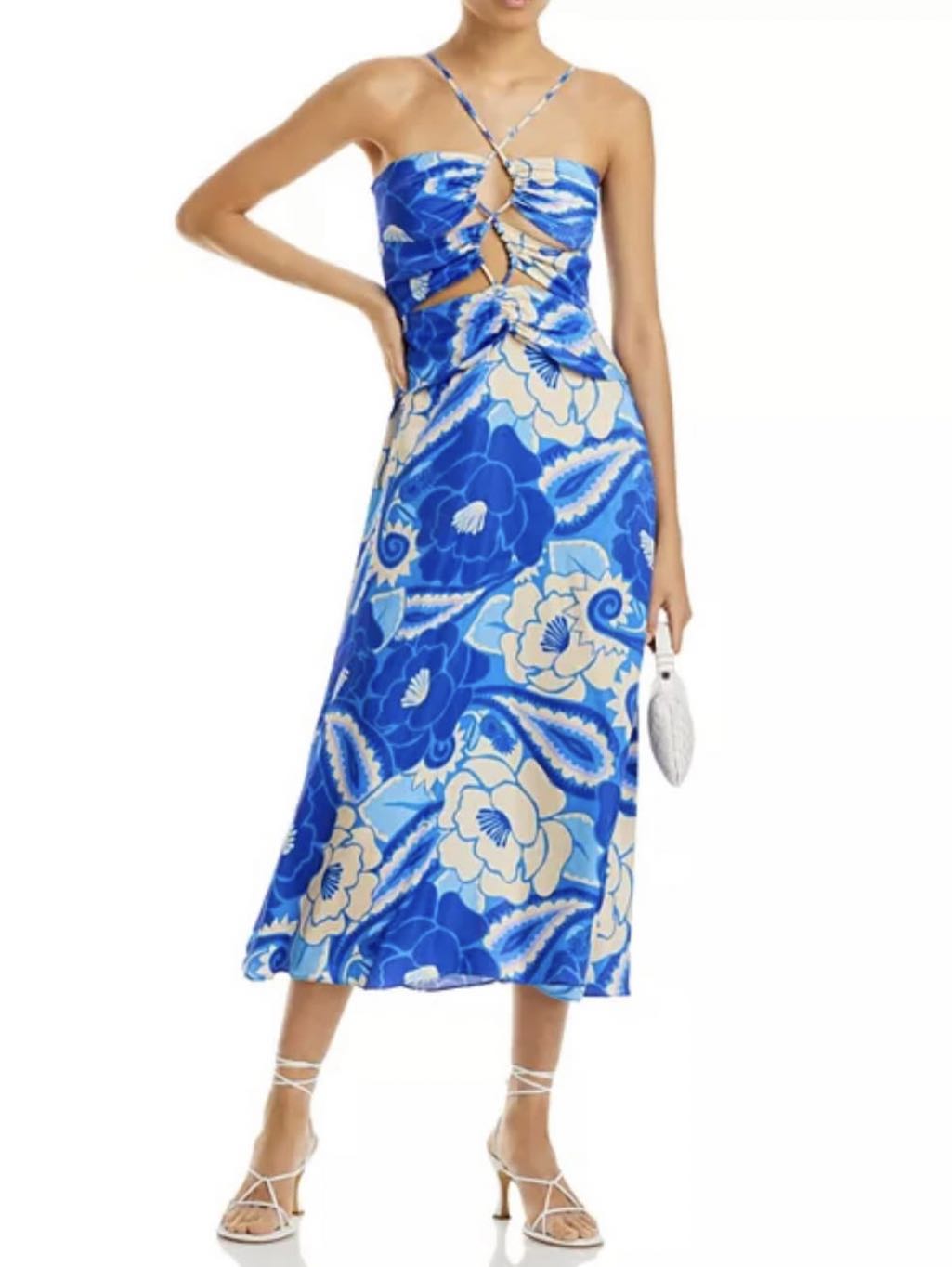 Blue Floral Midi Dress