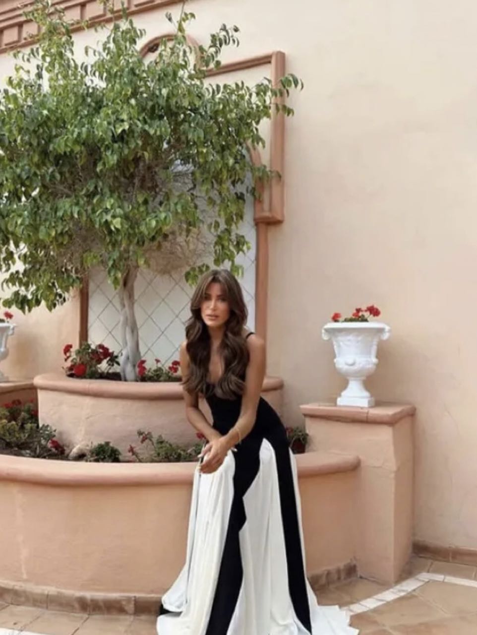 Black and White Strapless Gown