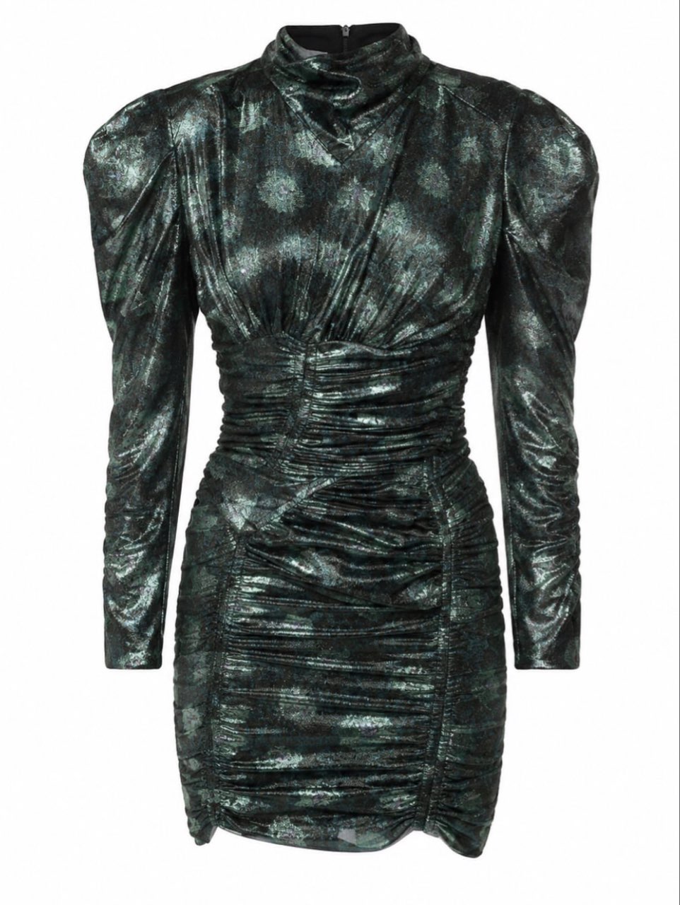 Metallic Ruched Mini Dress