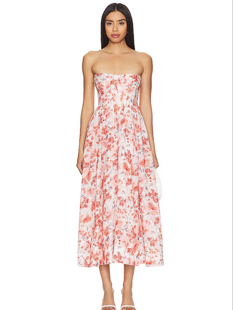 Bardot lola corset midi dress in red floral