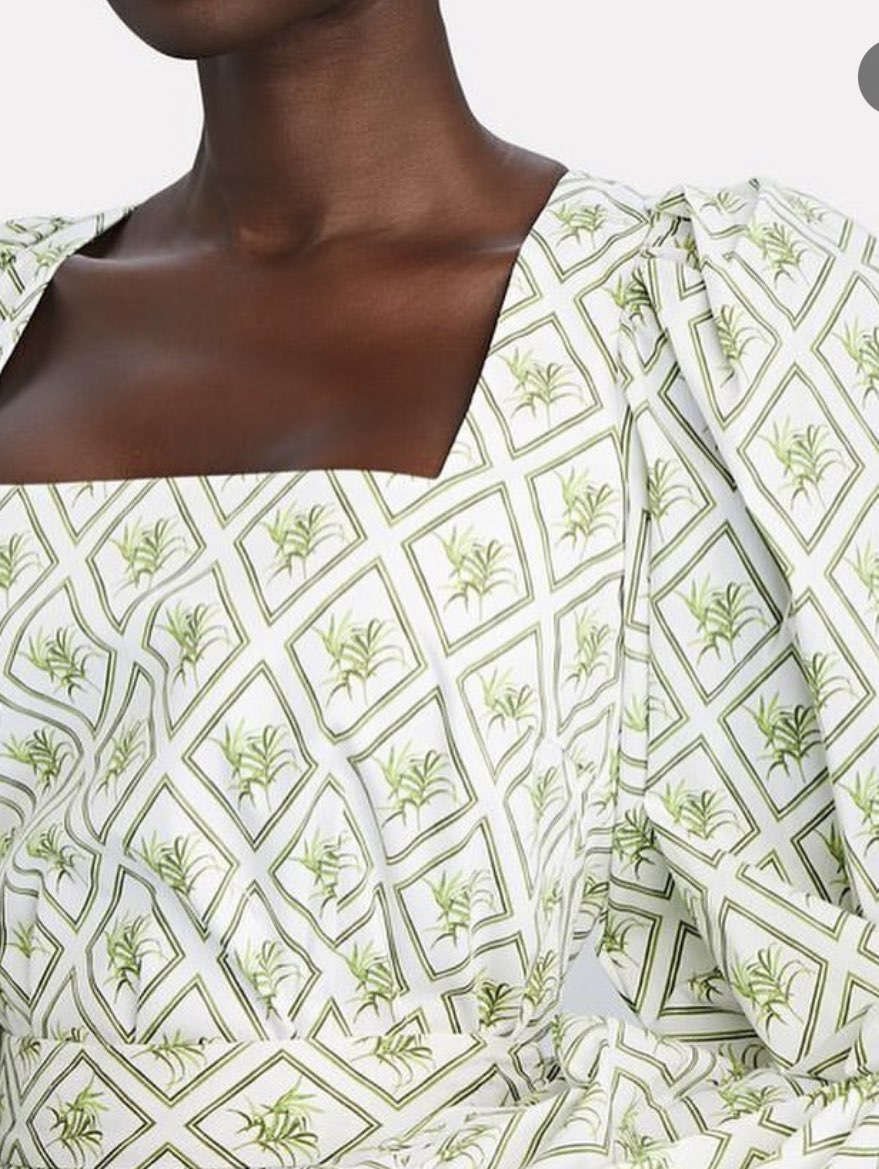Green Diamond Print Square Neck Romper