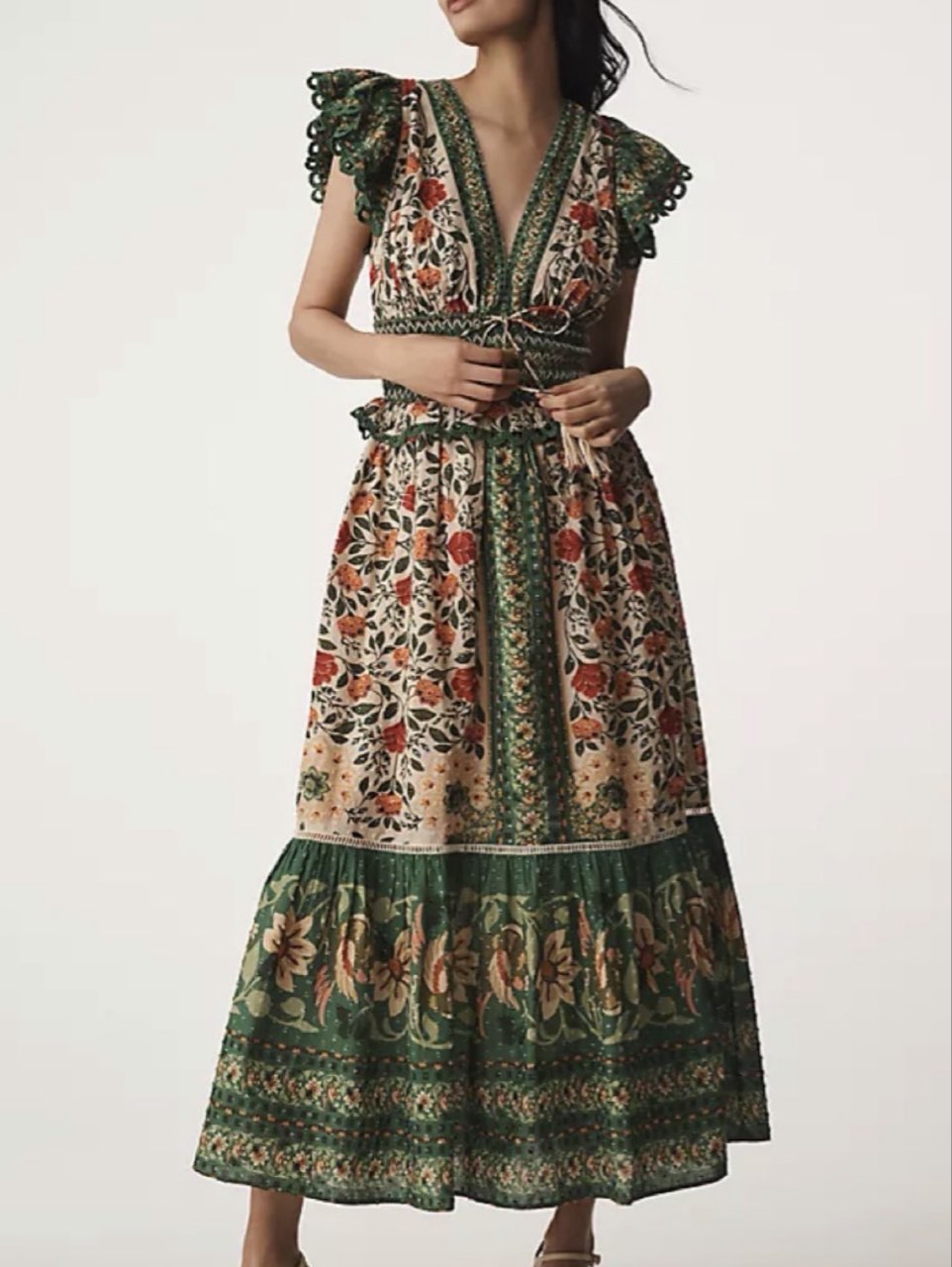Farm Rio Garden Tapestry V-Neck Maxi Dre