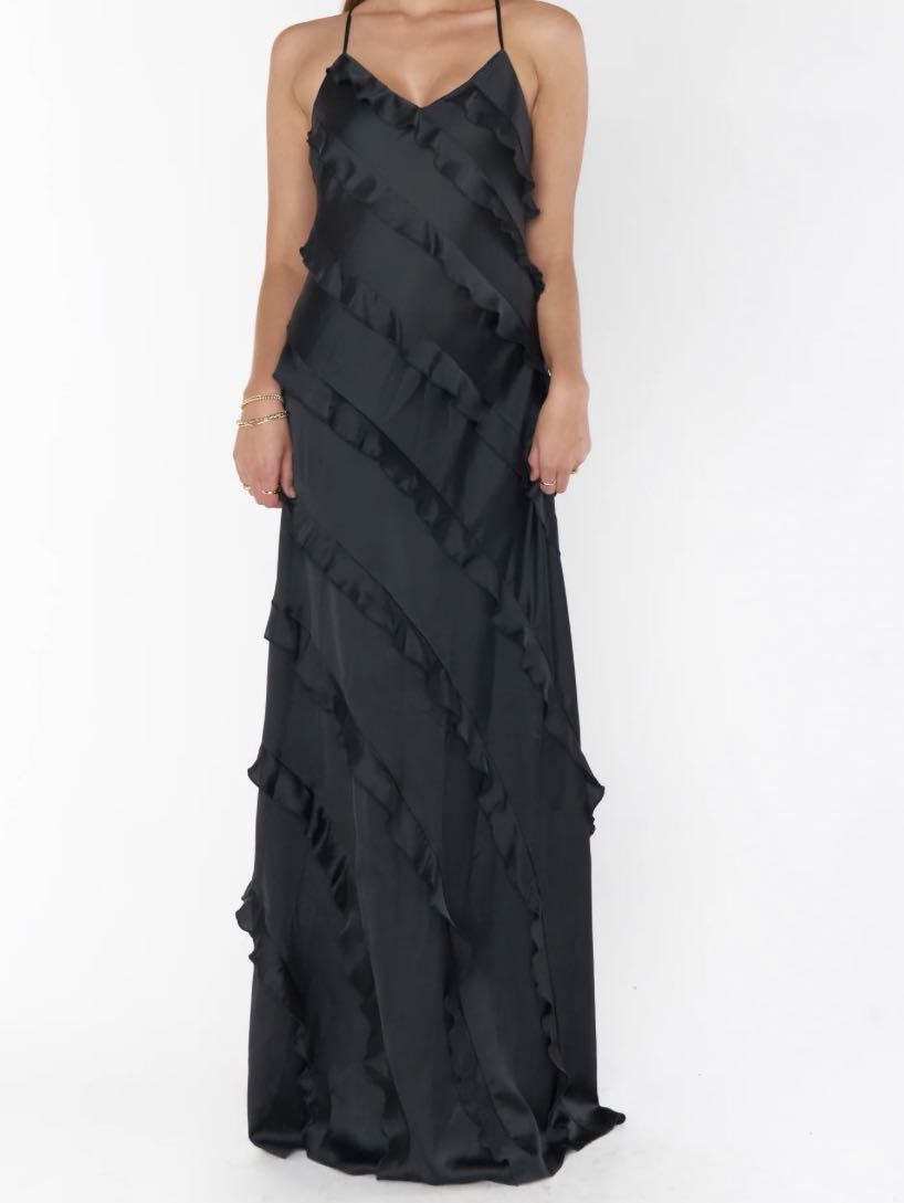 Black Ruffle Maxi Dress