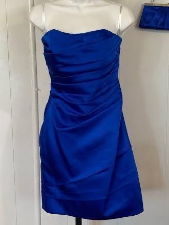 Royal Blue Strapless Ruched Cocktail Dress