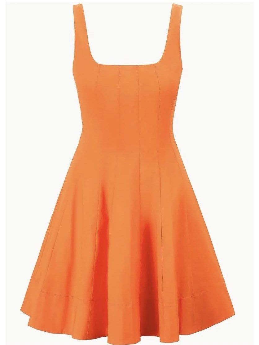 Orange Square Neck Fit & Flare Dress