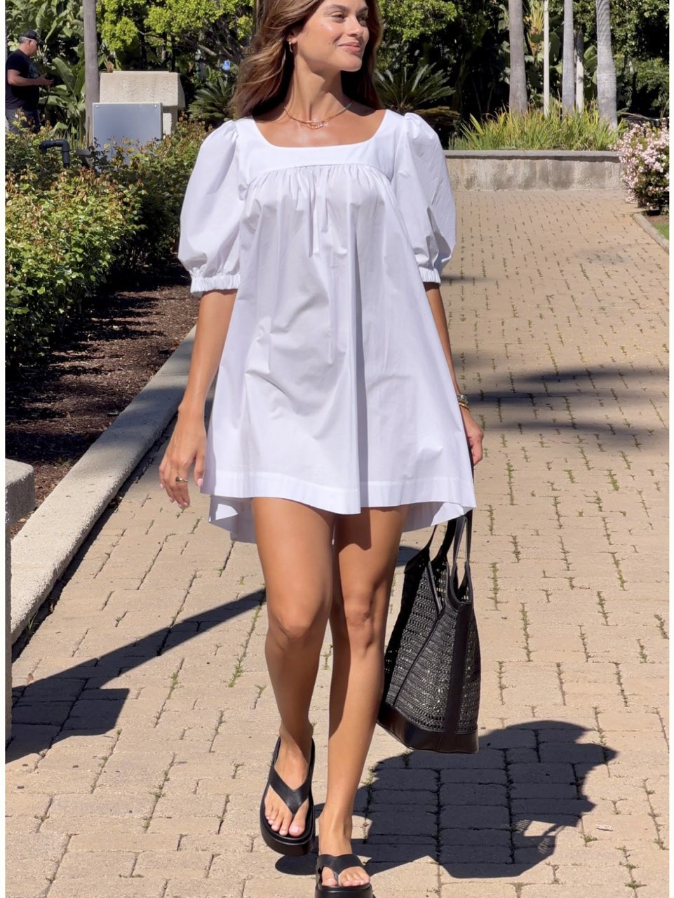 Maeve cotton puff sleeve mini dress