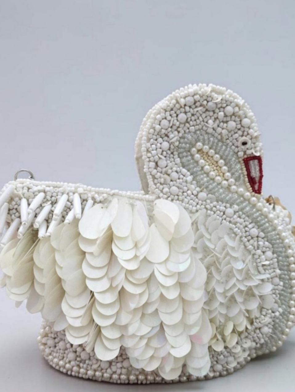 Beaded Swan Crossbody Bag