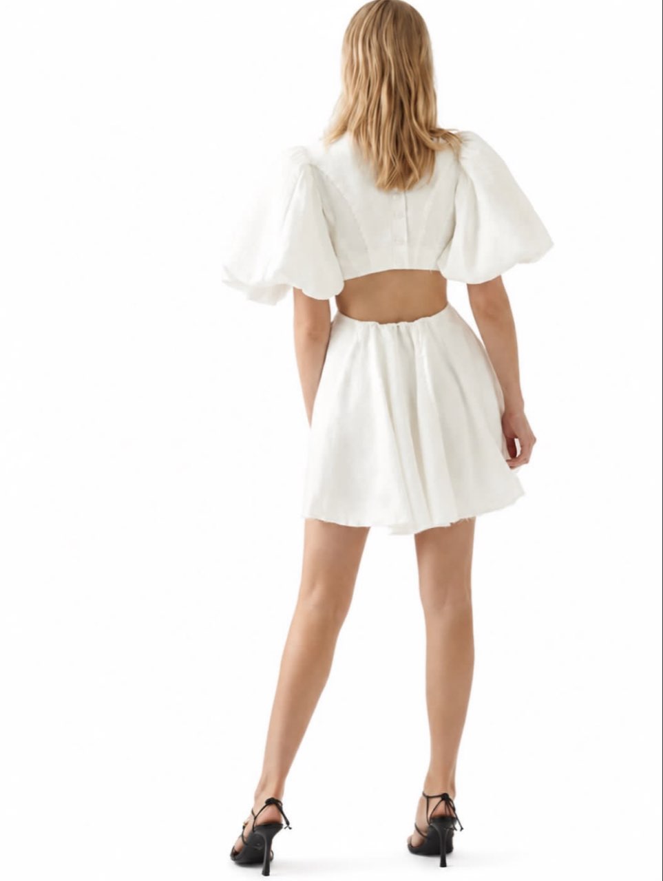 White Puff Sleeve Mini Dress