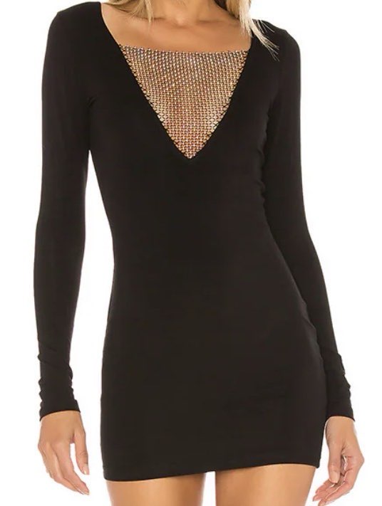 maris deep v mini dress in black