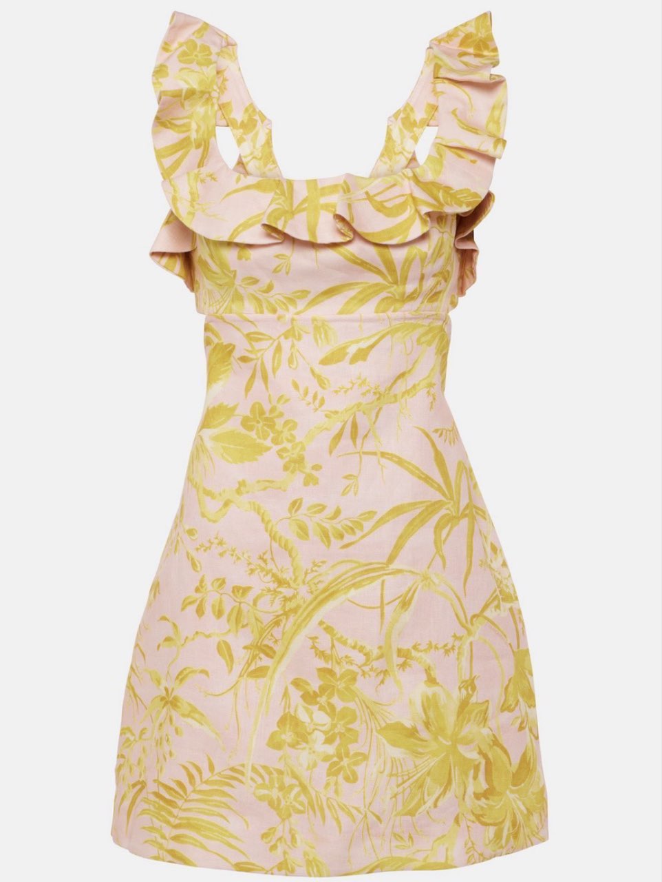 Zimmerman Ruffle Floral Linen Mini Dress