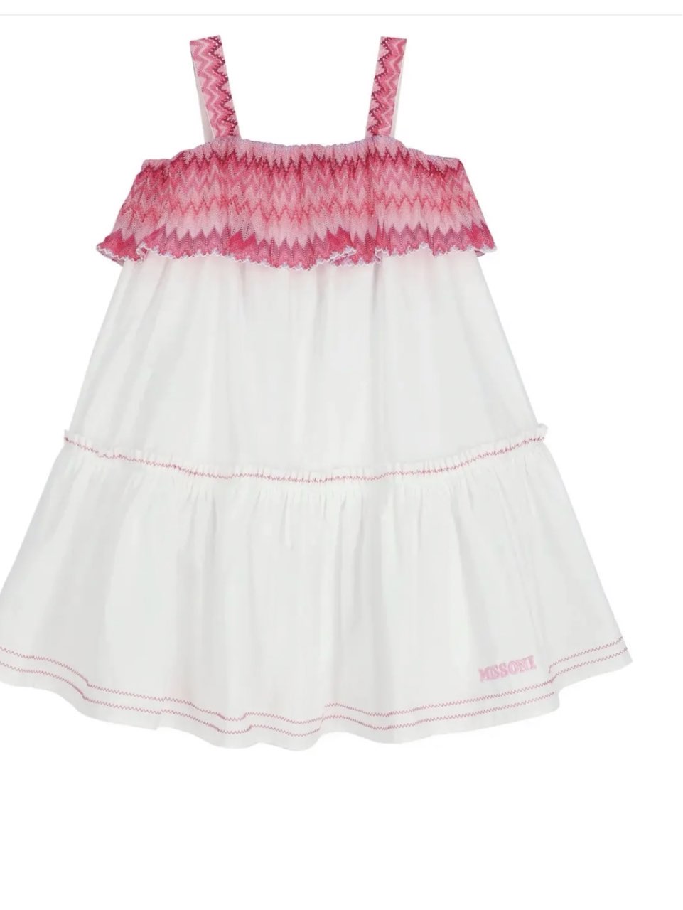 Missoni White & Pink Tiered Ruffle Dress