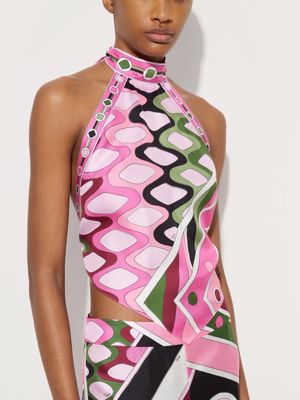 Emilio Pucci Geometric Print Halter Top