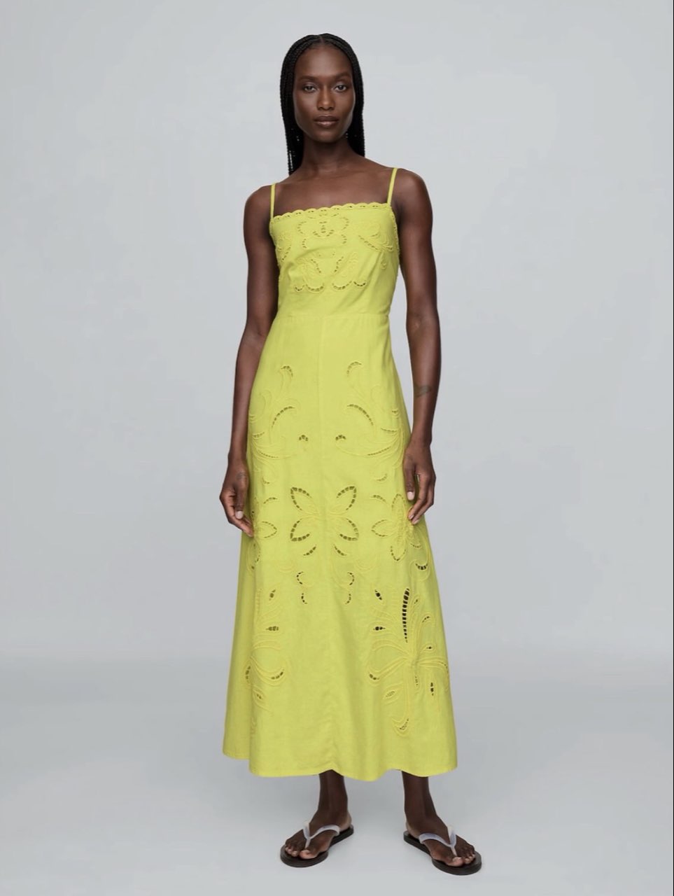 Lime Green Eyelet Midi Dress