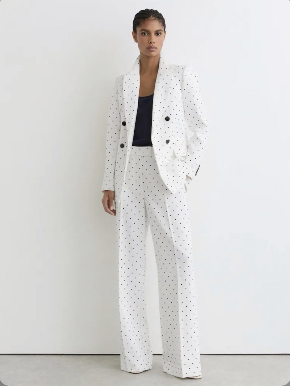 Polka Dot Double-Breasted Blazer