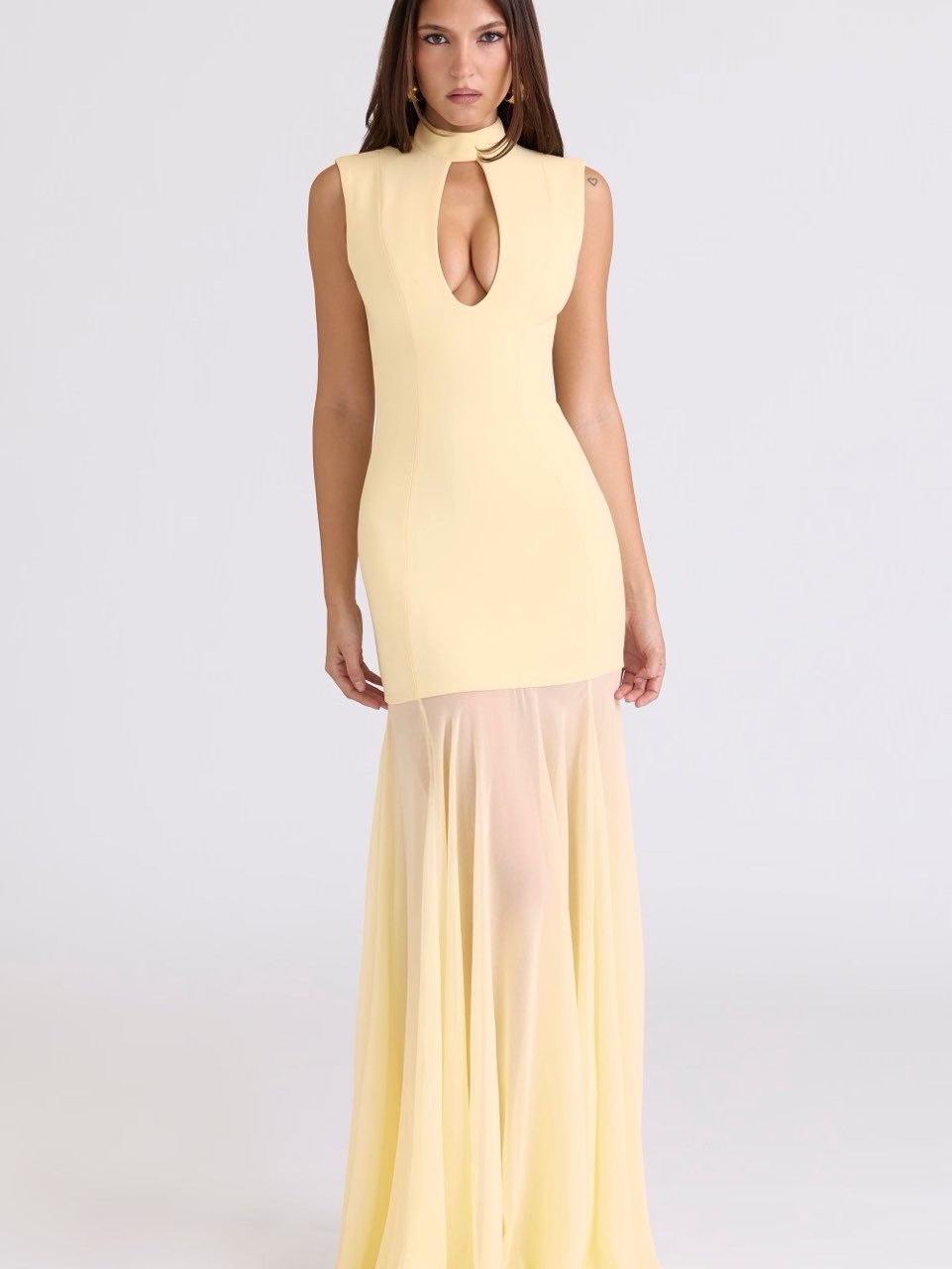 House of CB Raphaella Cut out Yellow Maxi Dress