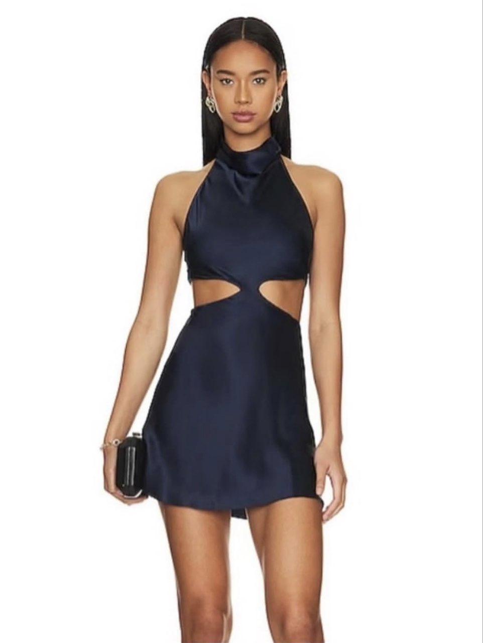 Amanda Uprichard Kaye Mini Dress Satin in Navy Size XS