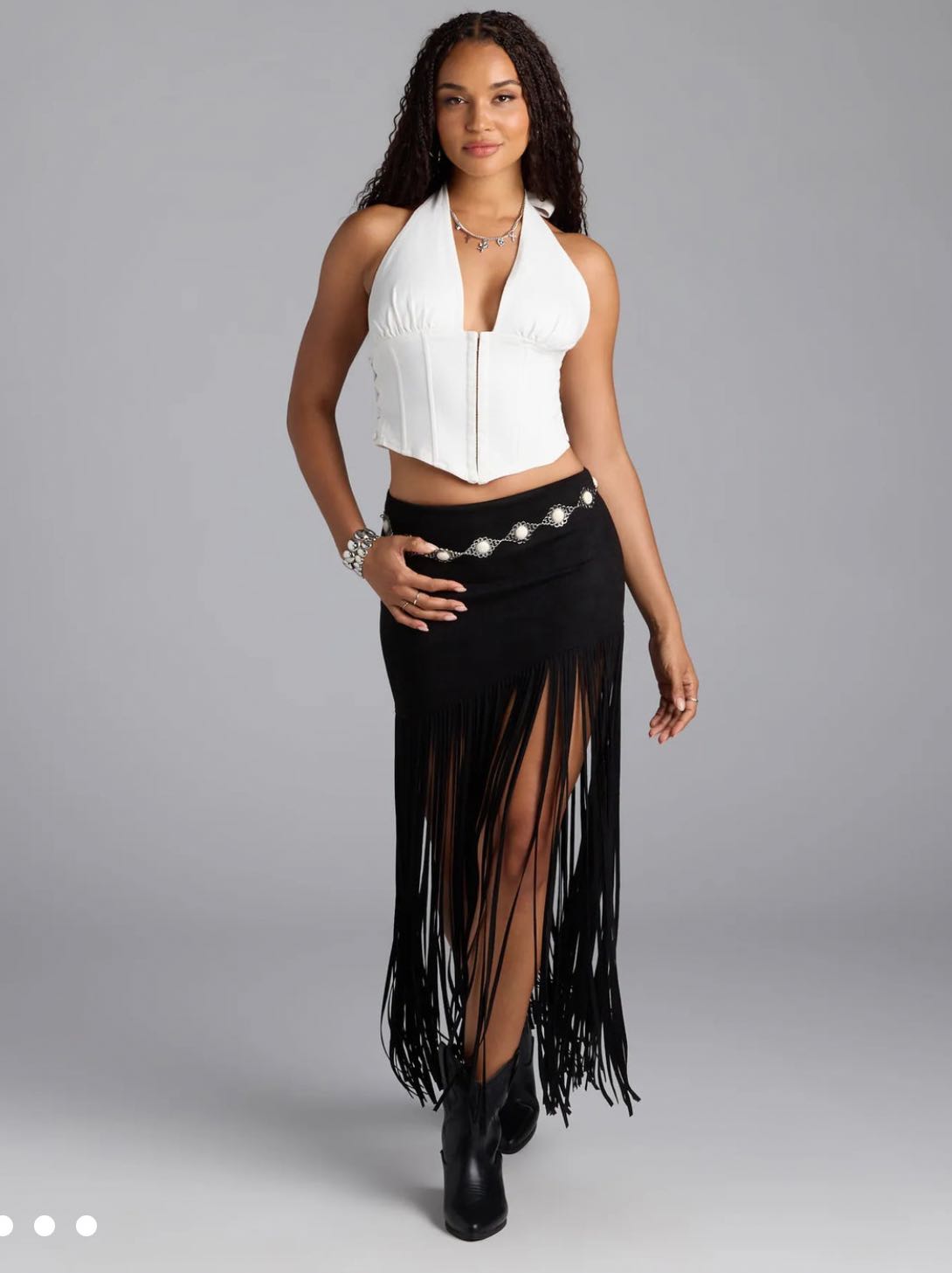 Black fringe skirt