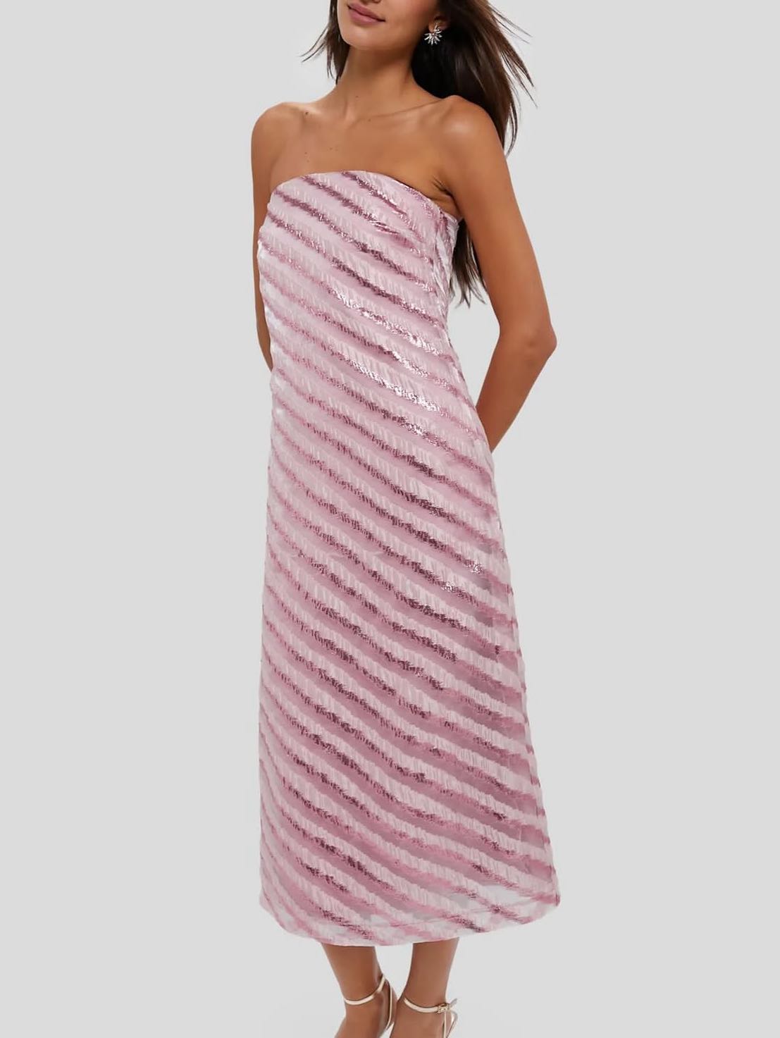 Pink Shimmer Midi Dress