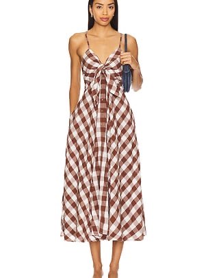 Brown fall gingham dress