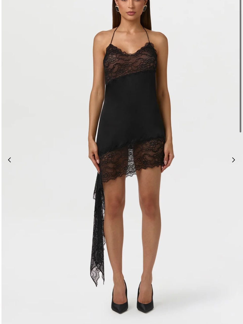 Black Lace Asymmetrical Mini Dress