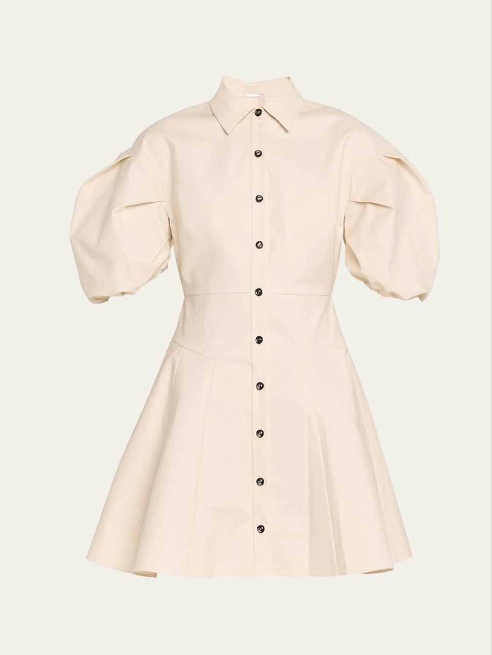 Cream Puff Sleeve Shirt Dress