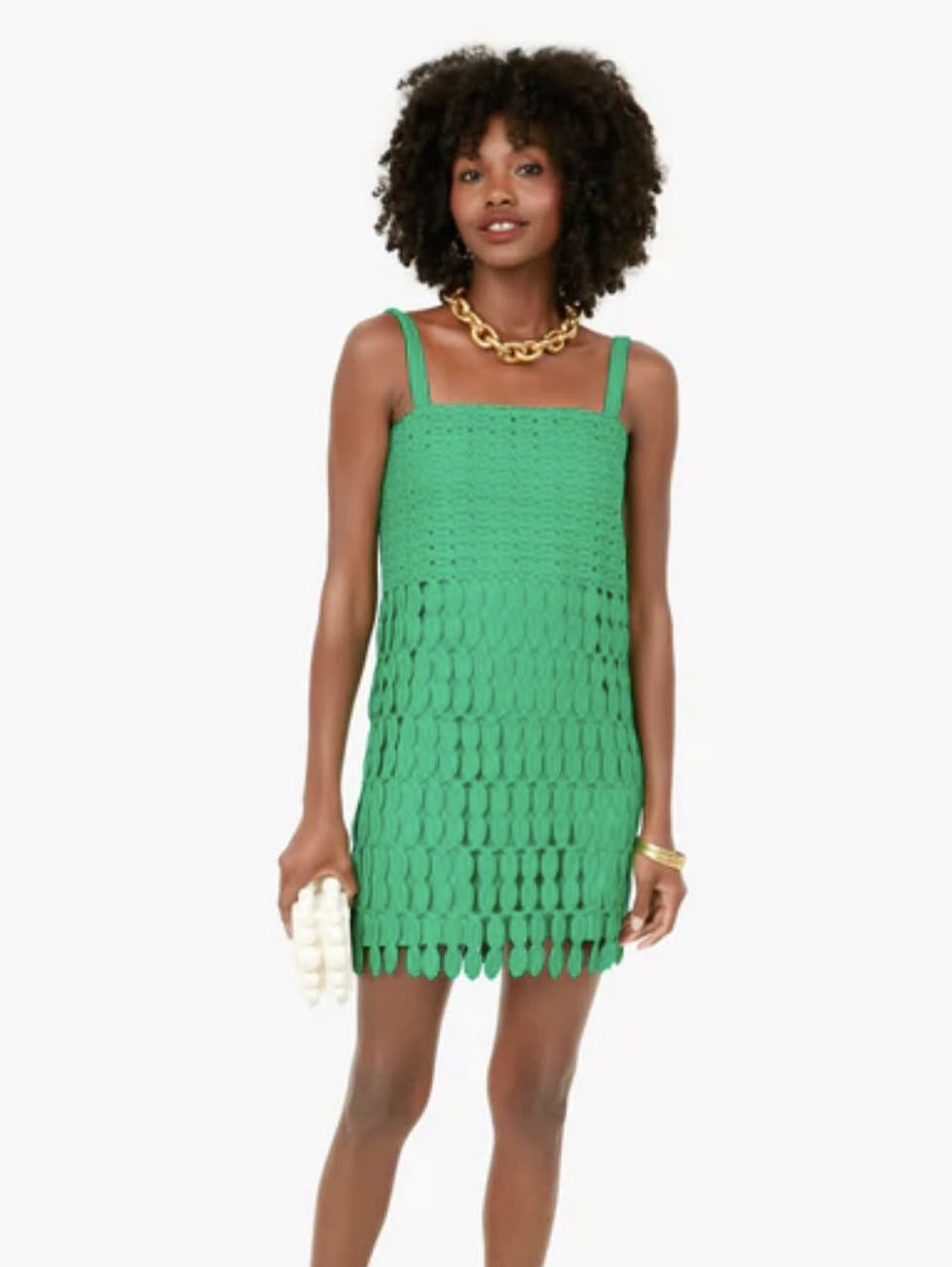 Green Crochet Mini Dress