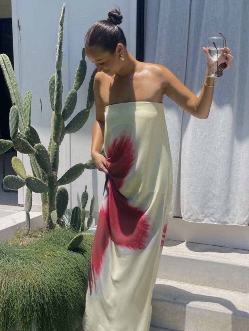 Tie-Dye Strapless Maxi Dress