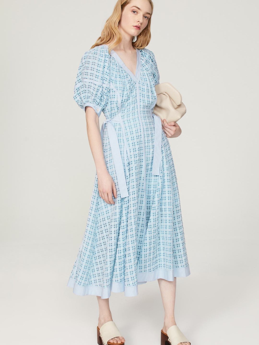 Blue Taffeta Maxi Dress