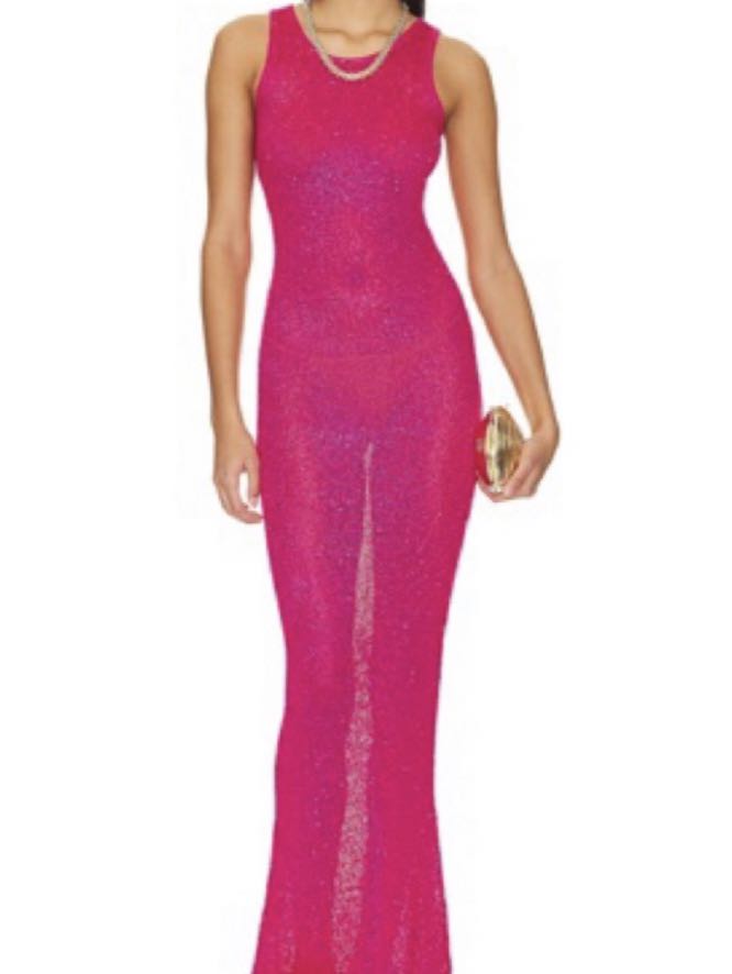 Pink Glitter Maxi Dress