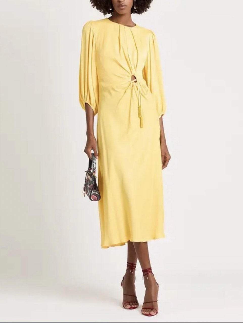 Yellow Cutout Midi Dress