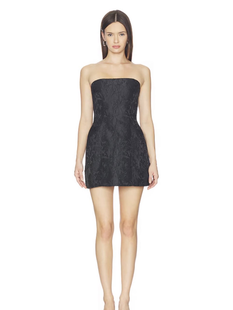 Black Textured Strapless Mini Dress