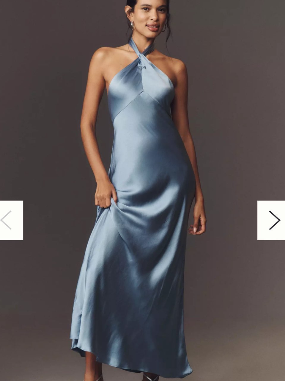 BHLDN Selma Halter-Neck High-Shine Satin Maxi Dress