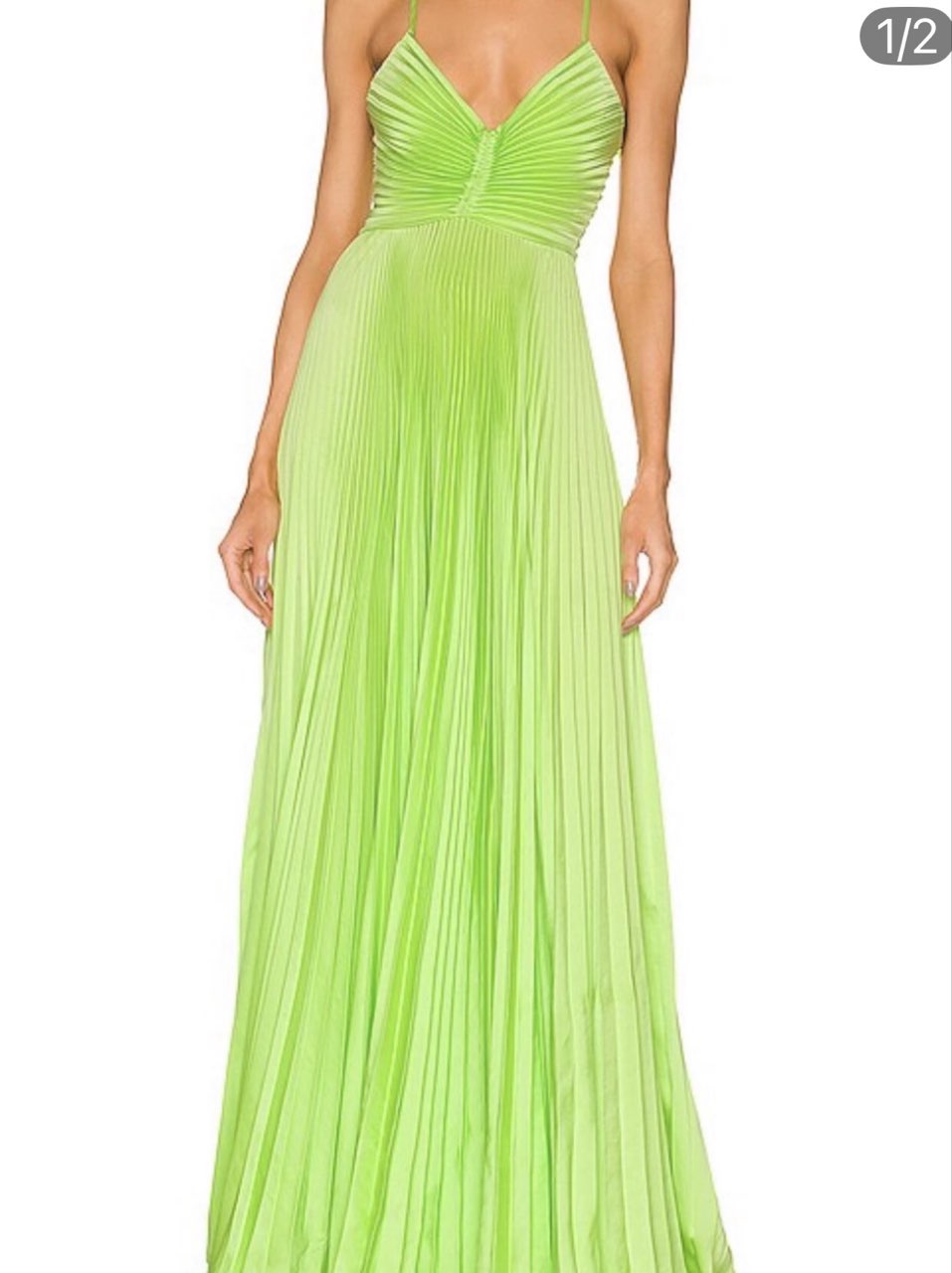 alc green pleated aries dress