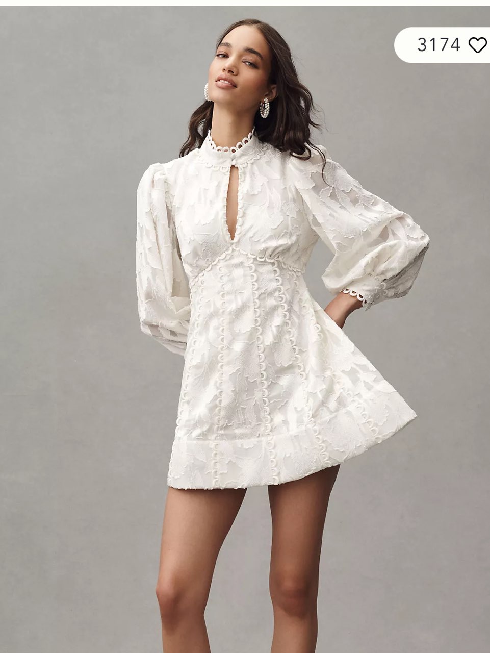 SOLD OUT BHLDN Long-Sleeve High-Neck Floral A-Line Mini Dress