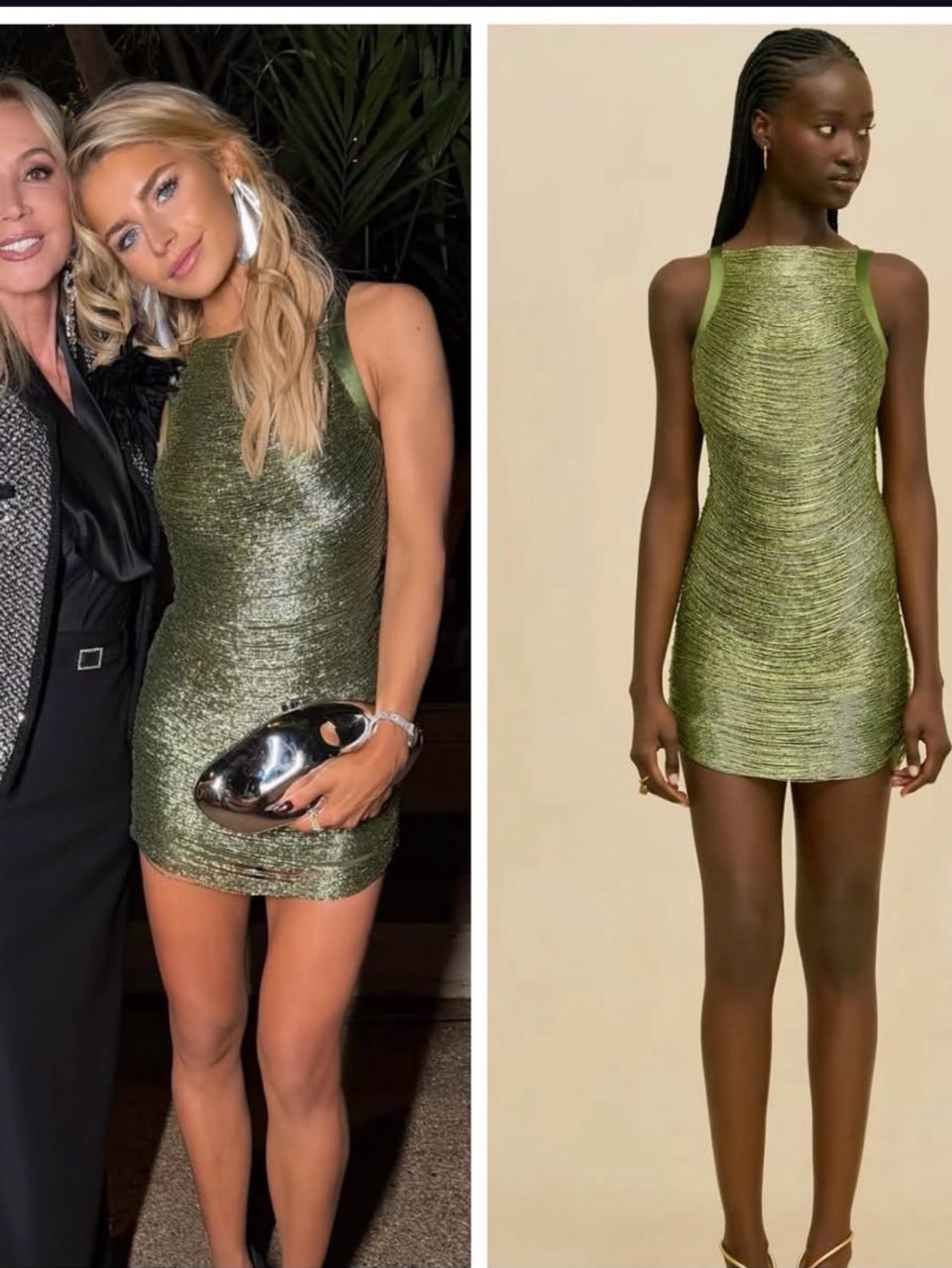 Metallic Lime Green Bodycon Mini Dress