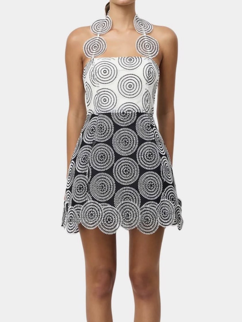 Black and White Lace Halter Dress