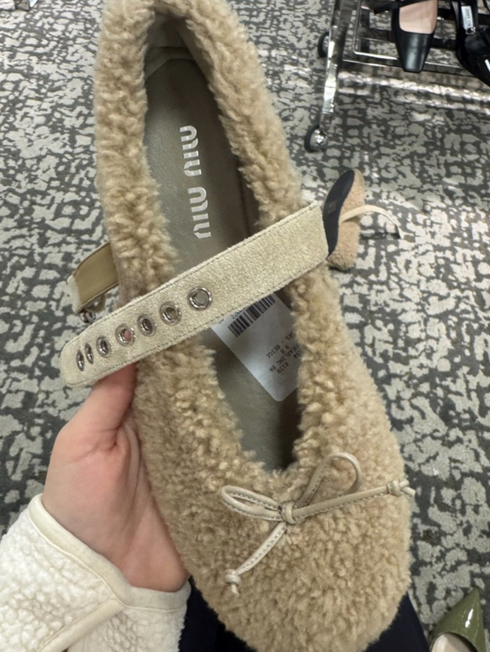 Miu Miu Fuzzy Mary Jane Ballet Flats