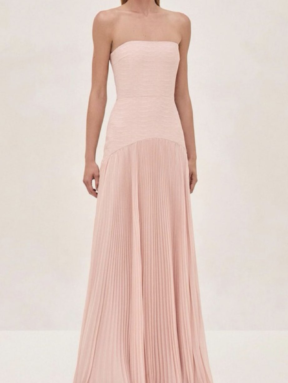 Strapless Pleated Maxi Dress