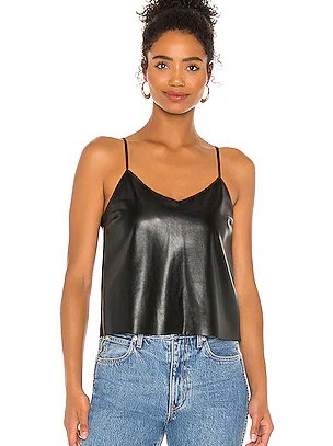 Black Faux Leather Cami Top
