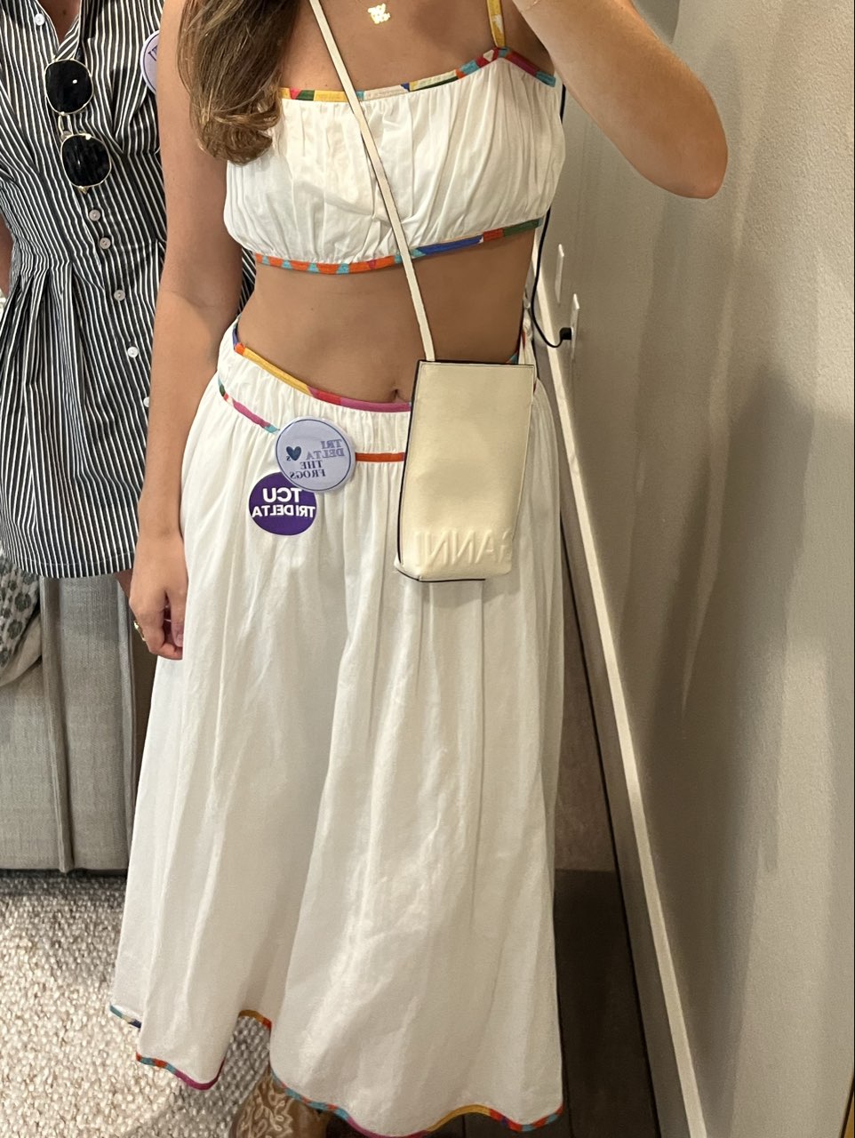White Crop Top and Skirt Set