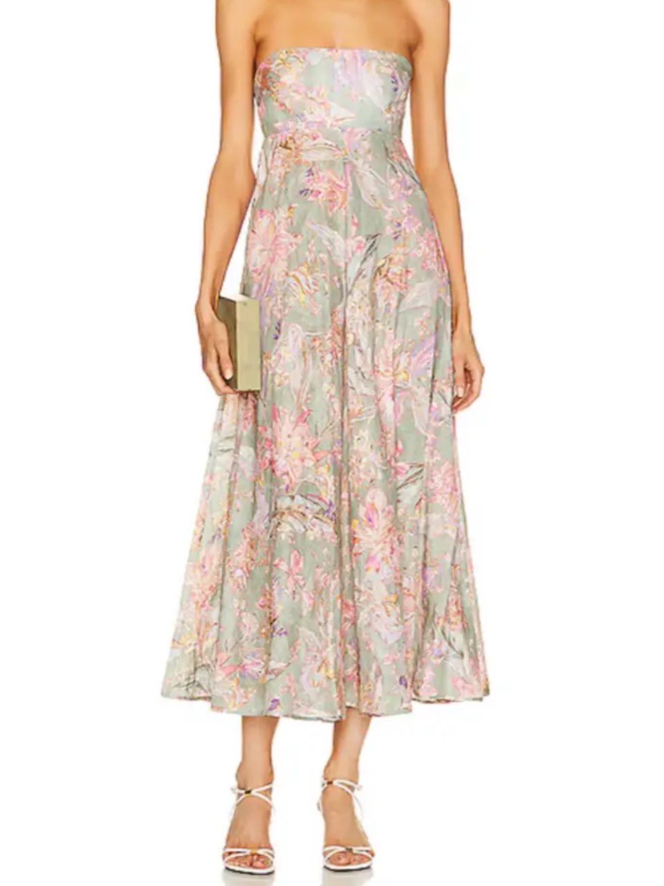 Floral Strapless Midi Dress