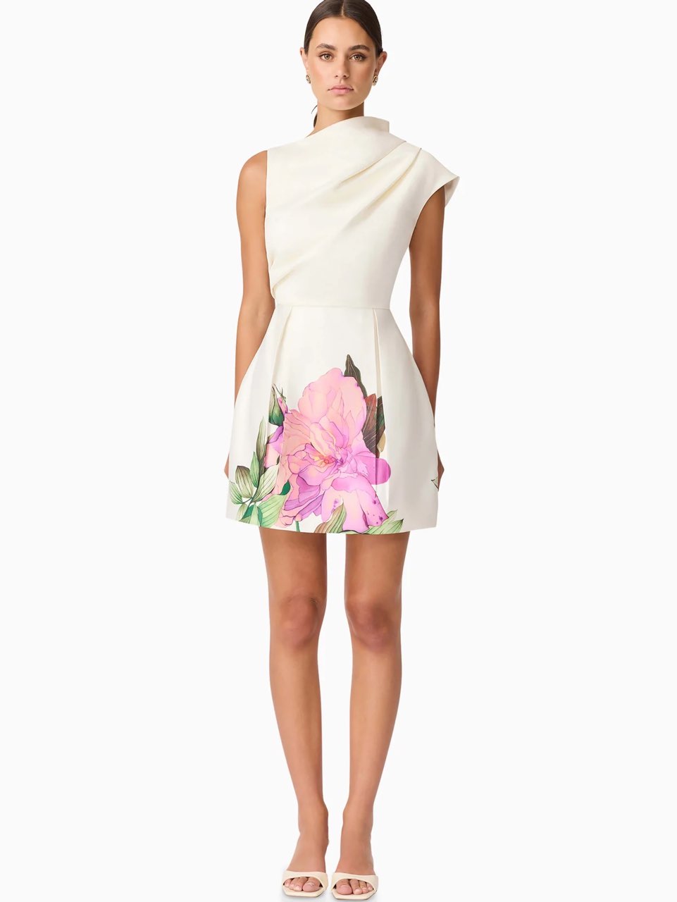 Azelie Asymmetrical Mini Dress in White