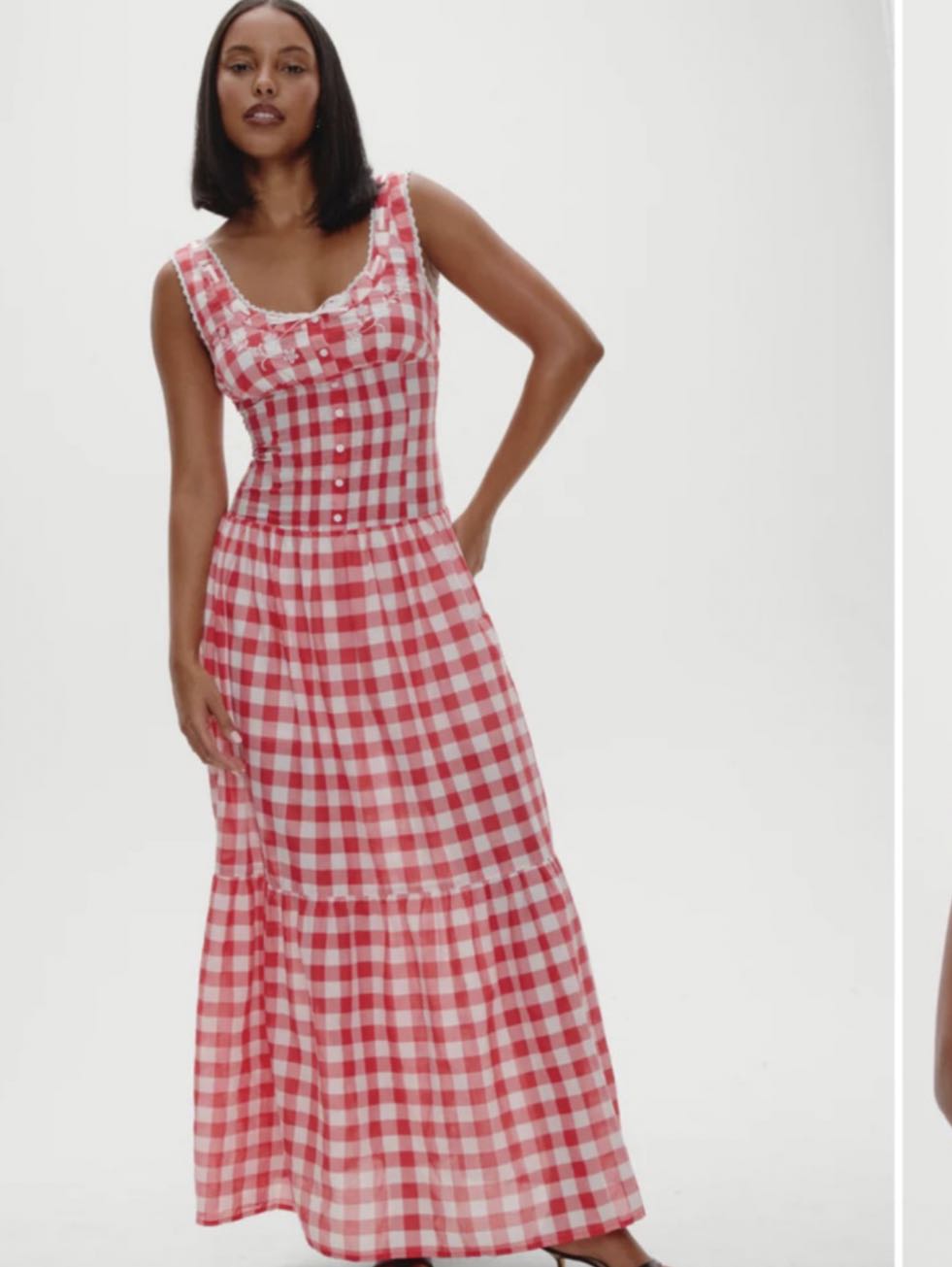 Red Gingham Maxi Dress
