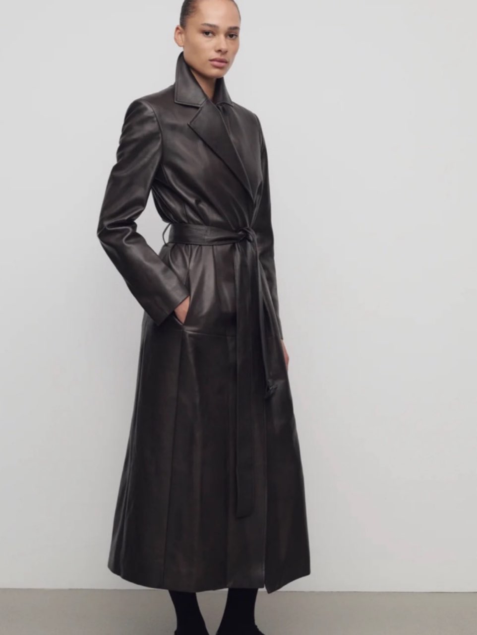 Black Leather Trench Coat