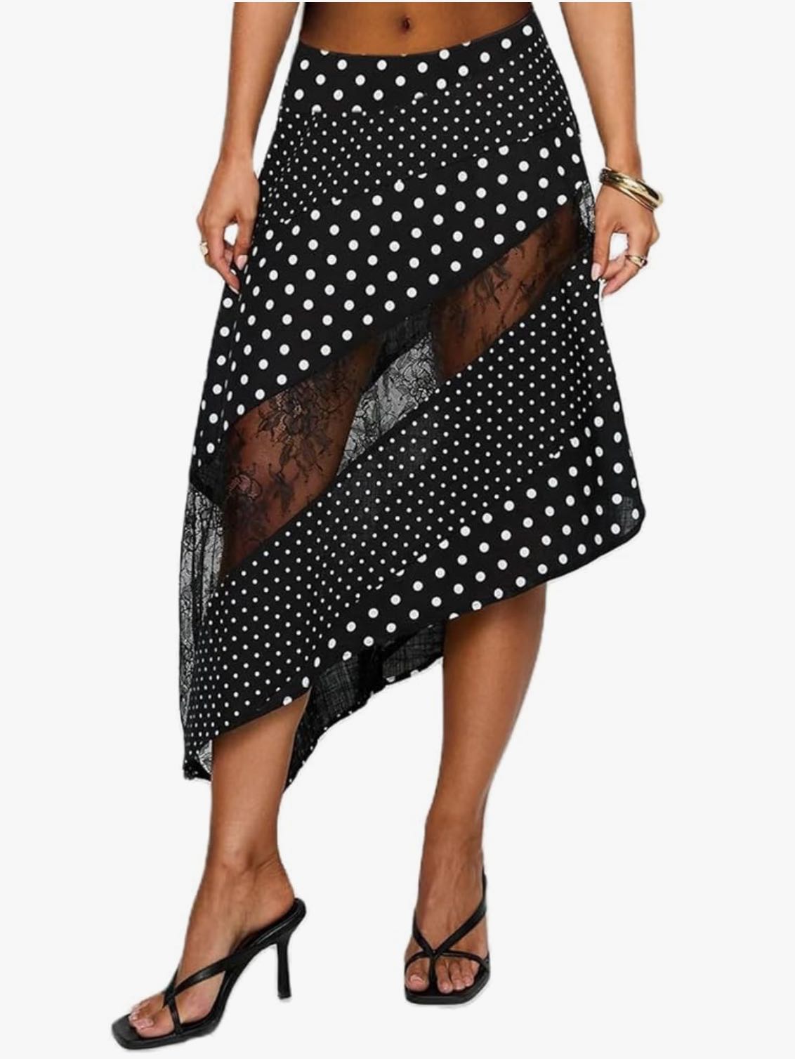 Black polka dot skirt