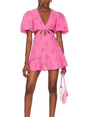 Pink Floral Cut-Out Mini Dress