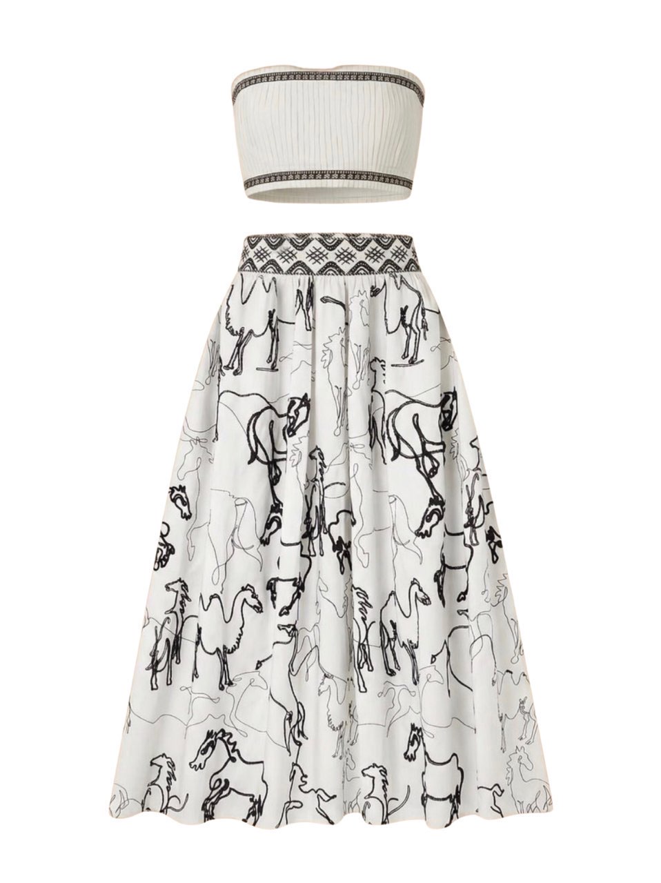 Ombretta Embroidered Maxi Skirt and Bandeau Top